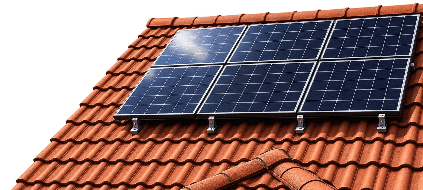 Paneles solares instalados sobre un tejado de teja
